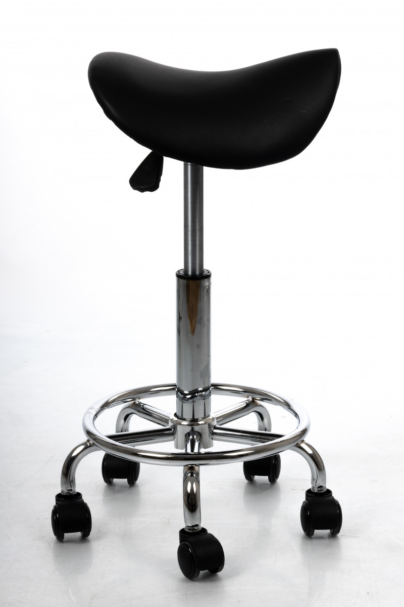 Master Massage Ergonomic Swivel Saddle Rolling Hydraulic Comfortable Adjustable Stool in Black